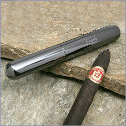 Personalized Single Gunmetal Cigar Tube