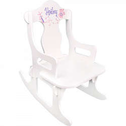 Kid's Personalized White Puzzler Rocking Chair
