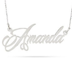 Personalized Elegant Script Silver Name Necklace