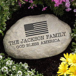 Personalized American Flag Garden Stone