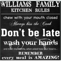Personalized Family Kitchen Rules Canvas Print