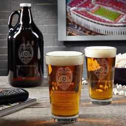 Police Badge Personalized Growler and Pint Glasses