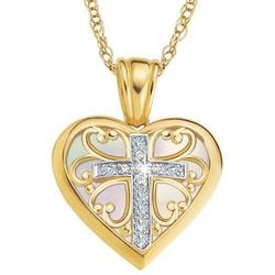 My Granddaughter, I Love You Cross and Gold-Plated Heart Pendant