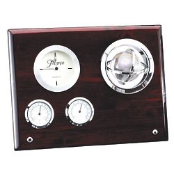 Personalized Rosewood Weather Station with Crystal Globe