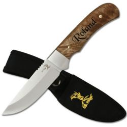 Fixed Blade Knife with Burl Wood Handle