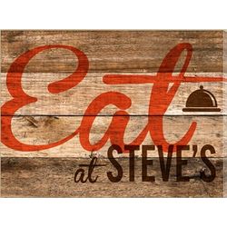 Customized Eat Wood Restaurant Sign Canvas Print