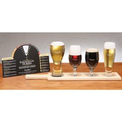 Beer Tasting Set with Glasses, Holder, and Pairing Suggestions