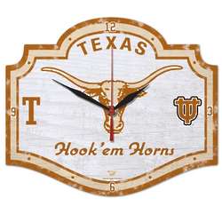 Texas Longhorns Wood Sign Clock