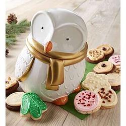 Snow Owl Cookie Jar with Assorted Cookies