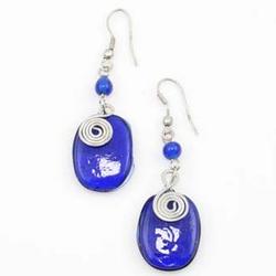 Glass Drop and Spiral Earrings