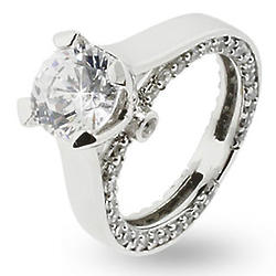 Romantic Brilliant Cut CZ Sterling Silver Engagement Ring