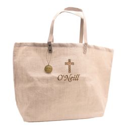 Personalized Celtic Cross Tote in White