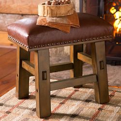Rustic Leather Footstool