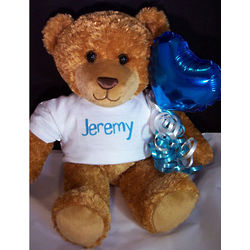 Personalized Teddy Bear with Heart Balloon