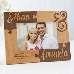 Missing Piece To My Heart Engraved Wooden Picture Frame