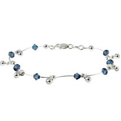 Sterling Silver and Sapphire Bead Scalloped Link Bracelet