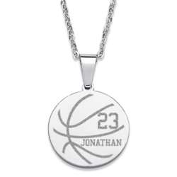 Personalized Stainless Steel Basketball Pendant