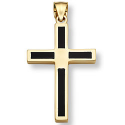 14 Karat Gold and Onyx Cross Pendant