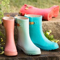 Mid-Calf Solid Color Rain Boots