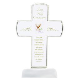 Personalized Silver-Tone First Communion Standing Cross