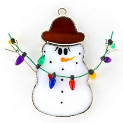 Snowman Switchables Stained Glass Ornament