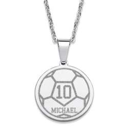 Personalized Stainless Steel Soccer Pendant