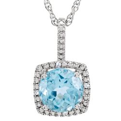 Birthstone Gem and Diamond Sterling Silver Necklace