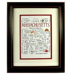 Framed Massachusetts Calligraphy Sampler