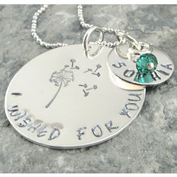 I Wished For You Personalized Hand Stamped Dandelion Necklace