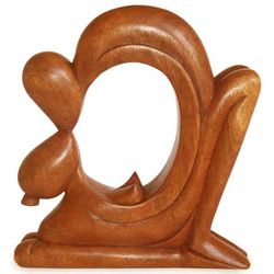 Abstract Romance Loving Couple Wood Sculpture