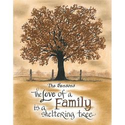 Personalized the Love of a Family is a Sheltering Tree Sign