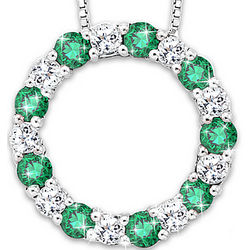 Circle Of Enchantment Emerald and White Sapphire Necklace