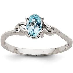 14k Aquamarine Birthstone Promise Ring in White or Yellow Gold