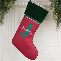 Personalized Name and Monogram Green Christmas Stockings