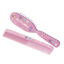 Personalized Pink Comb and Brush Set