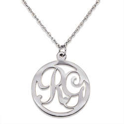 Sterling Silver Two Initial Circle Necklace