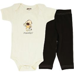 Monkey Design Short Sleeve Baby Bodysuit