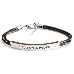 Stainless Steel and Leather Love You More Bracelet