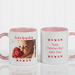 Loving You Custom Photo Ceramic Coffee Mug with Pink Handle