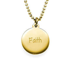 Faith Inspirational 18K Gold Plated Disk Necklace