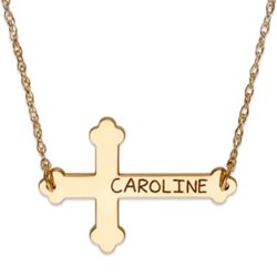 Personalized Name Gold-Plated Sideways Cross Necklace