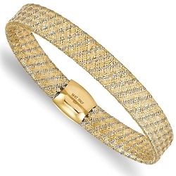 14k 2-Tone Gold Stretch Bangle Bracelet