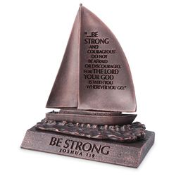 Be Strong Joshua 1:9 Sailboat Sculpture