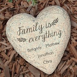 Personalized Family is Everything Heart Garden Stone