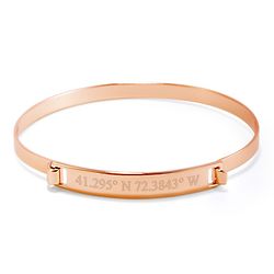 Personalized Coordinate Hinged Bar Rose Gold Bangle Bracelet