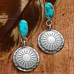 Navajo Turquoise Concha Earrings