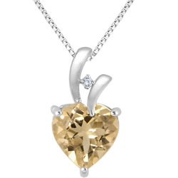 2.75 Carat Citrine and Diamond Pendant in .925 Sterling Silver
