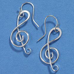 Sterling Silver Treble Clef Wire Earrings