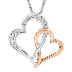 Diamond Heart-Shaped Pendant in Sterling Silver and Gold