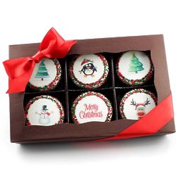 Gift Box of 6 Christmas Chocolate Dipped Oreos